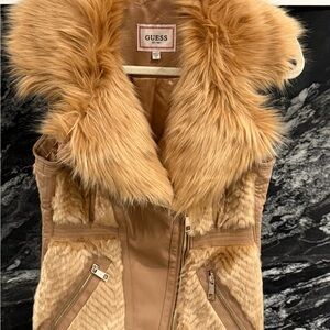 Guess Women's Camel Faux Fur Vest